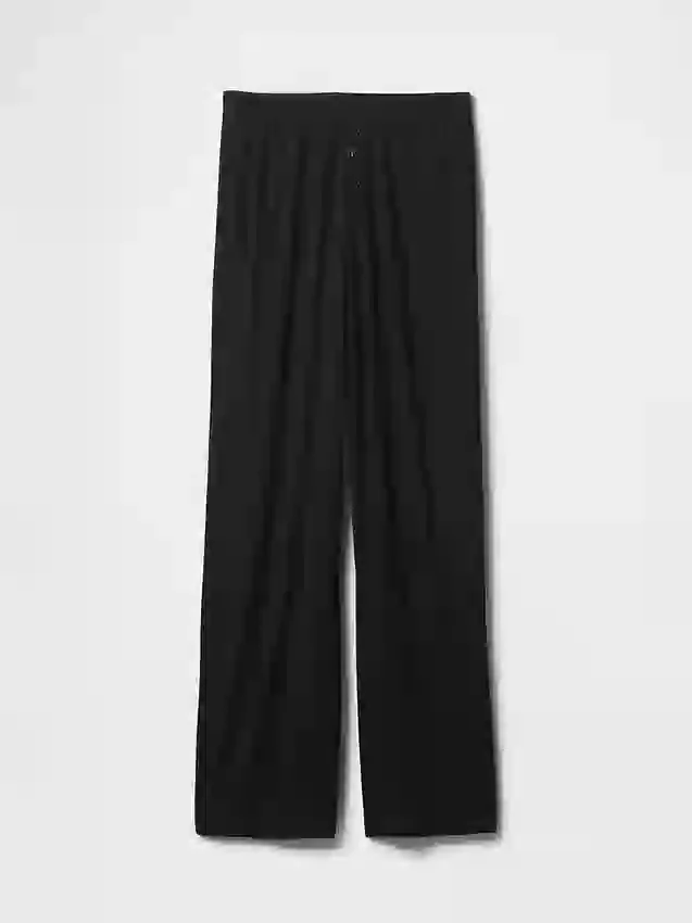 Pantalones de pijama de pierna ancha con canalé fino