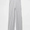 Pantalones de pijama de pierna ancha con canalé fino
