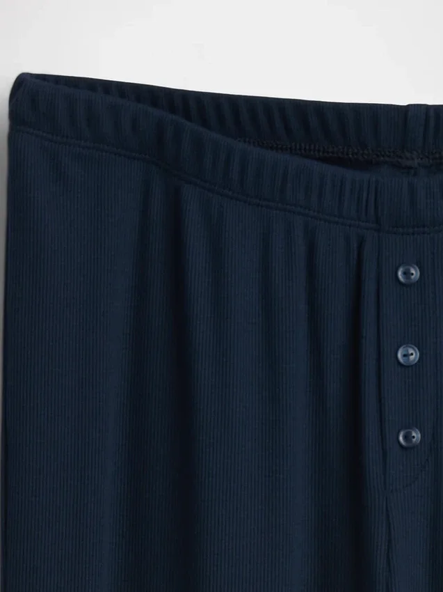 Pantalones de pijama de pierna ancha con canalé fino