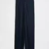 Pantalones de pijama de pierna ancha con canalé fino