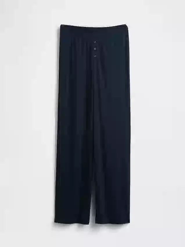 Pantalones de pijama de pierna ancha con canalé fino