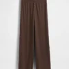 Pantalones de pijama de pierna ancha con canalé fino