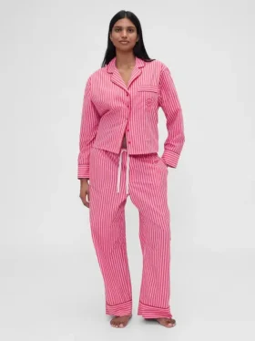 Pantalones de pijama de popelín a rayas de corte holgado GAP × Summer Fridays