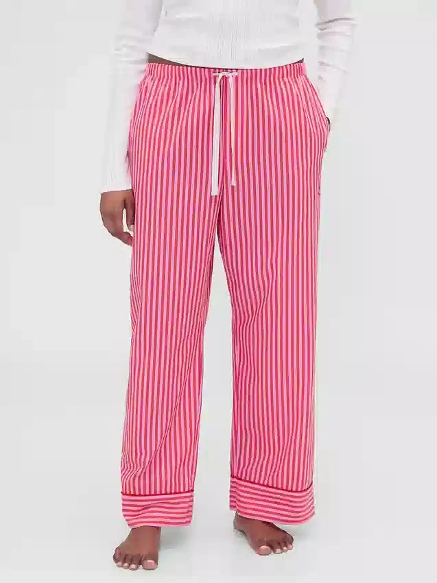 Pantalones de pijama de popelín a rayas de corte holgado GAP × Summer Fridays