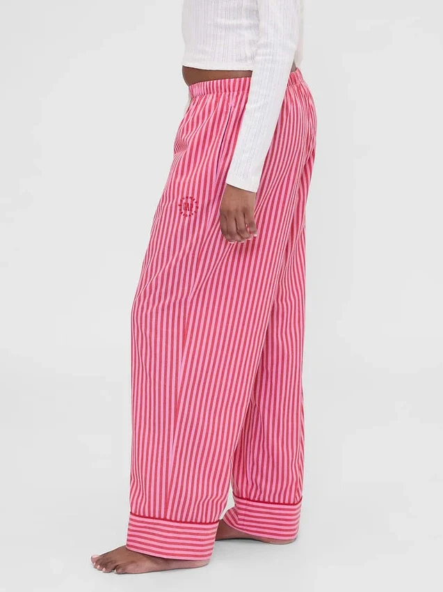 Pantalones de pijama de popelín a rayas de corte holgado GAP × Summer Fridays