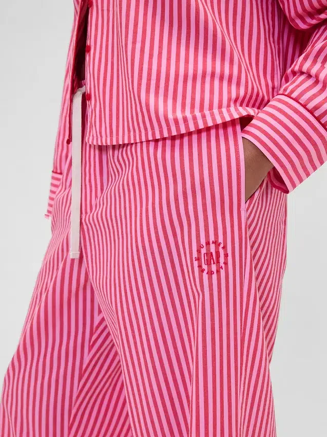 Pantalones de pijama de popelín a rayas de corte holgado GAP × Summer Fridays