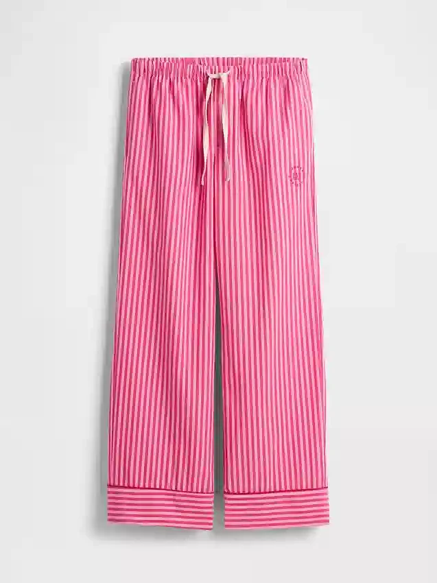 Pantalones de pijama de popelín a rayas de corte holgado GAP × Summer Fridays