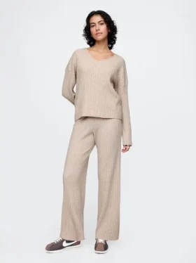 Pantalones de punto CashSoft con canalé ancho