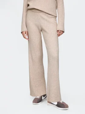 Pantalones de punto CashSoft con canalé ancho