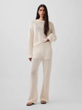 Pantalones de punto de ganchillo 100 % algodón
