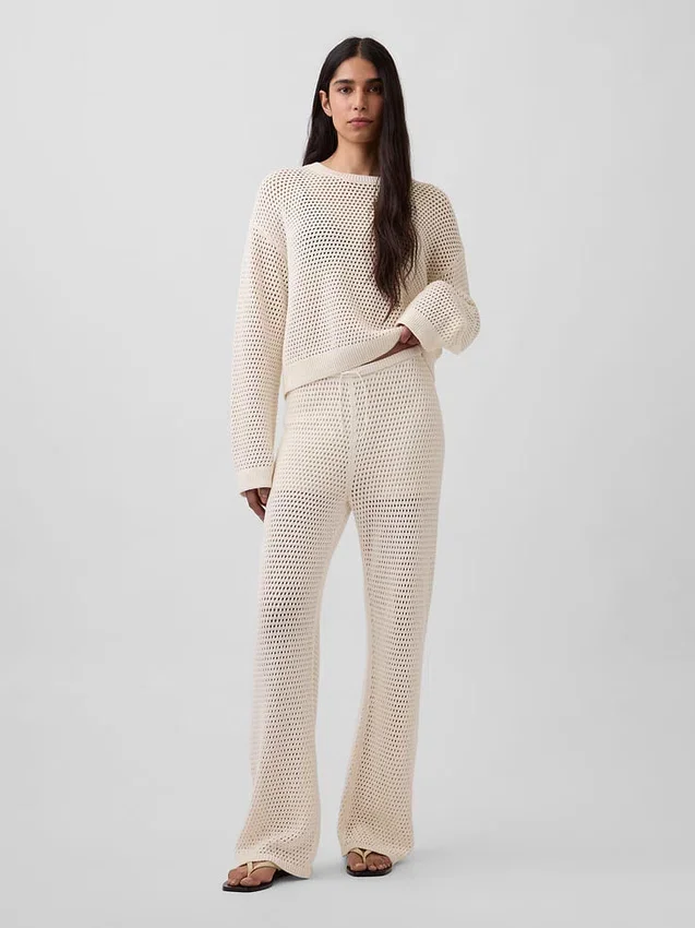 Pantalones de punto de ganchillo 100 % algodón