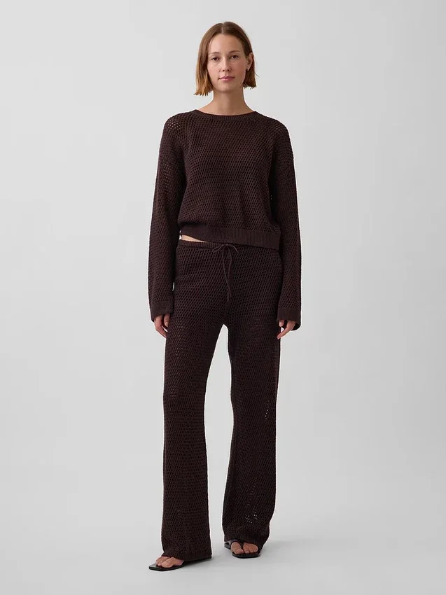 Pantalones de punto de ganchillo 100 % algodón