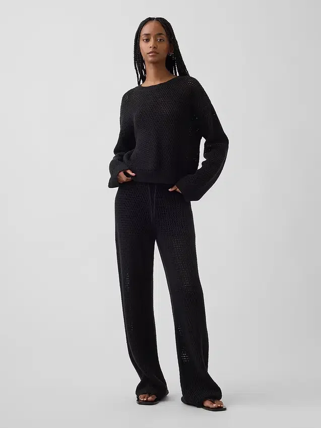 Pantalones de punto de ganchillo 100 % algodón