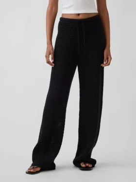Pantalones de punto de ganchillo 100 % algodón
