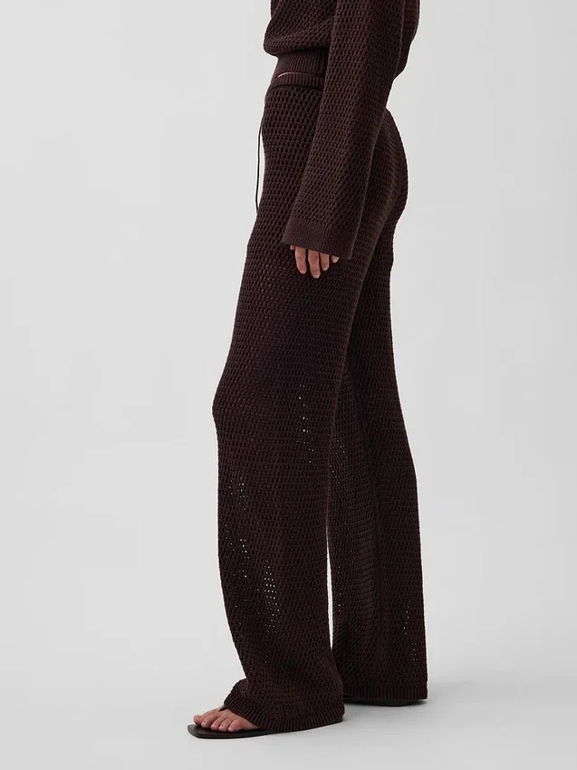 Pantalones de punto de ganchillo 100 % algodón