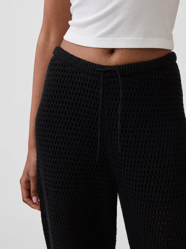 Pantalones de punto de ganchillo 100 % algodón