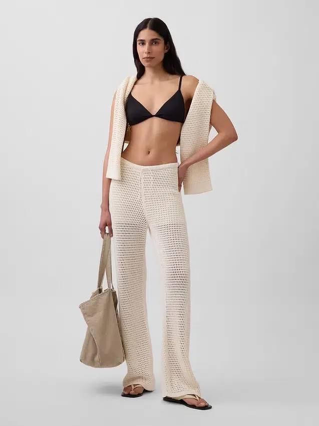 Pantalones de punto de ganchillo 100 % algodón