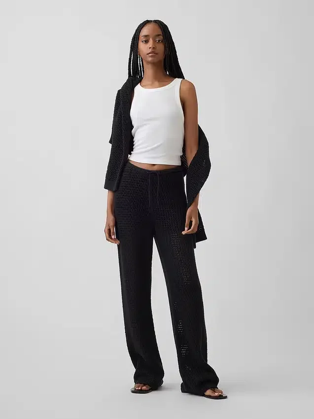 Pantalones de punto de ganchillo 100 % algodón