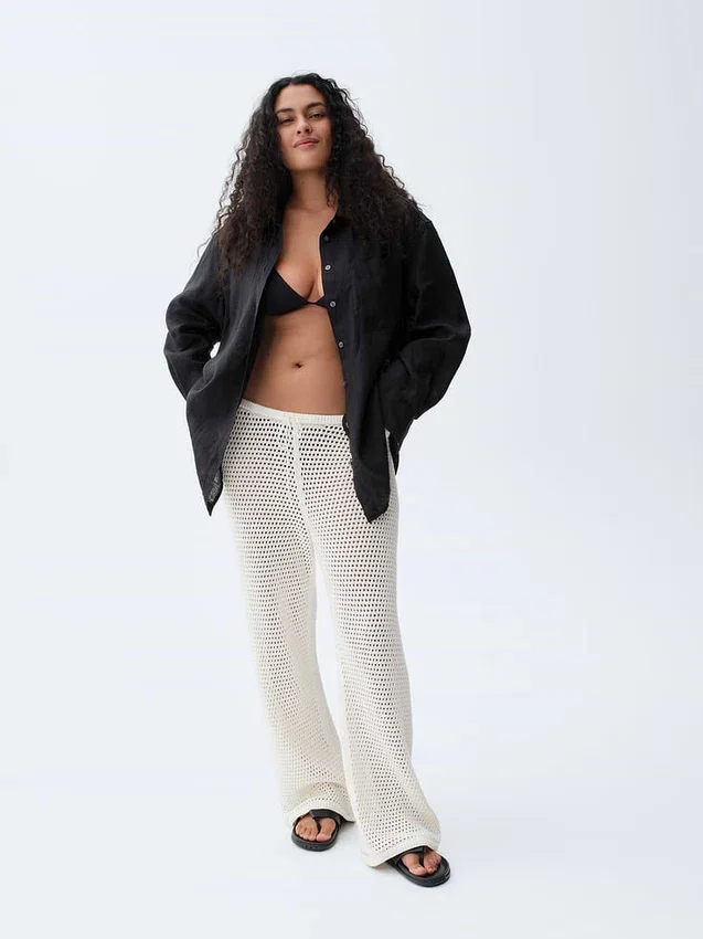 Pantalones de punto de ganchillo 100 % algodón
