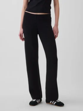 Pantalones de punto de mezcla de algodón de talle bajo con corte acampanado