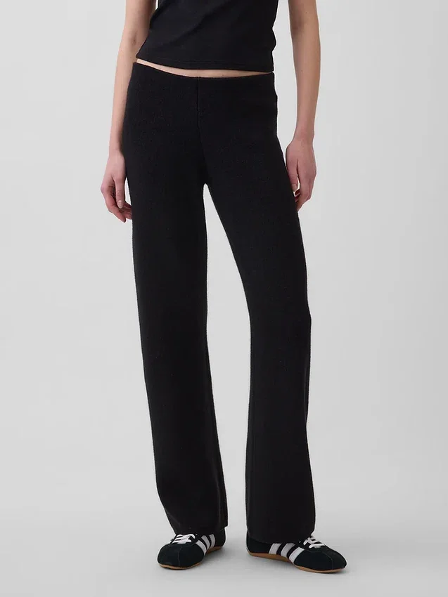 Pantalones de punto de mezcla de algodón de talle bajo con corte acampanado
