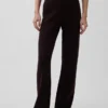 Pantalones de punto de mezcla de algodón de talle bajo con corte acampanado