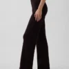 Pantalones de punto de mezcla de algodón de talle bajo con corte acampanado
