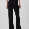 Pantalones de punto de mezcla de algodón de talle bajo con corte acampanado