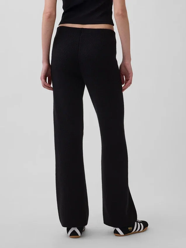 Pantalones de punto de mezcla de algodón de talle bajo con corte acampanado