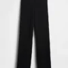 Pantalones de punto de mezcla de algodón de talle bajo con corte acampanado