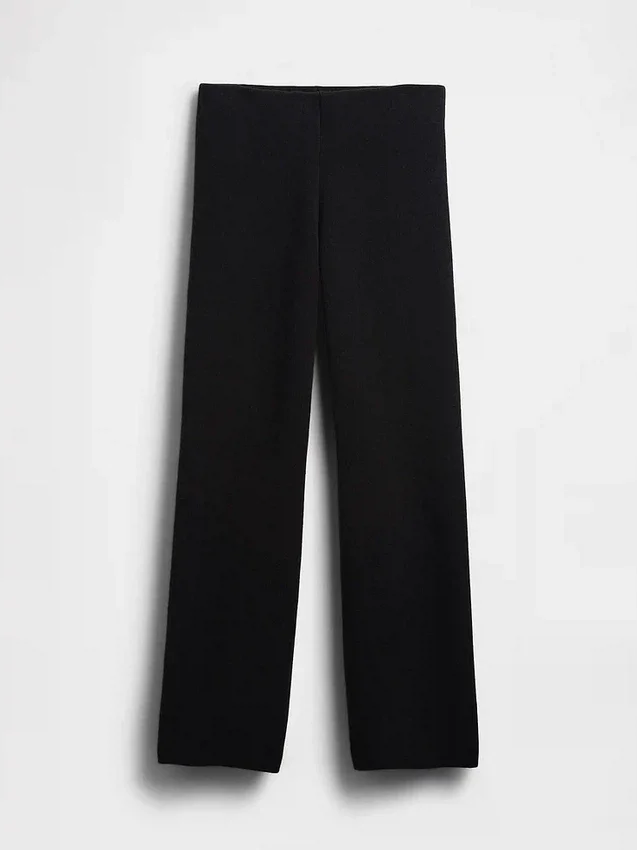 Pantalones de punto de mezcla de algodón de talle bajo con corte acampanado