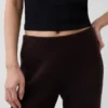 Pantalones de punto de mezcla de algodón de talle bajo con corte acampanado