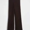 Pantalones de punto de mezcla de algodón de talle bajo con corte acampanado