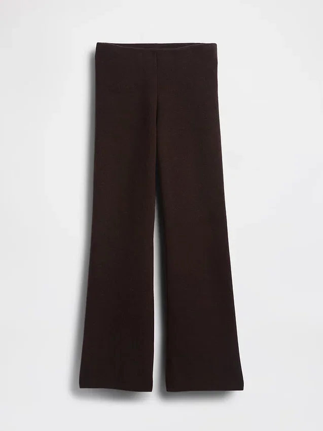 Pantalones de punto de mezcla de algodón de talle bajo con corte acampanado