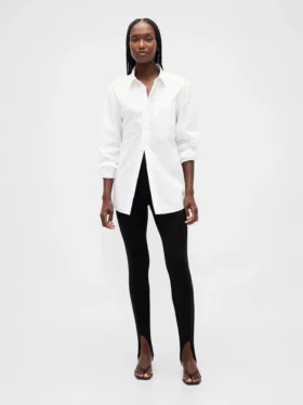 Pantalones de talle alto con estribos de punto doble