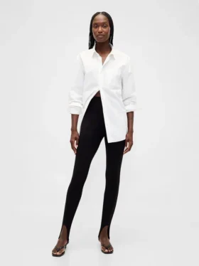 Pantalones de talle alto con estribos de punto doble