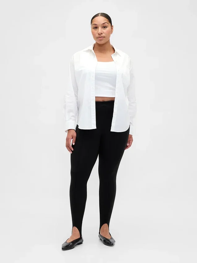 Pantalones de talle alto con estribos de punto doble