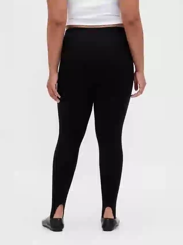 Pantalones de talle alto con estribos de punto doble