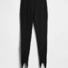 Pantalones de talle alto con estribos de punto doble