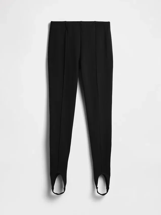 Pantalones de talle alto con estribos de punto doble