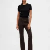 Pantalones de talle alto de punto doble tipo botín