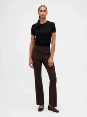 Pantalones de talle alto de punto doble tipo botín