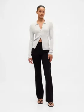 Pantalones de talle alto de punto doble tipo botín