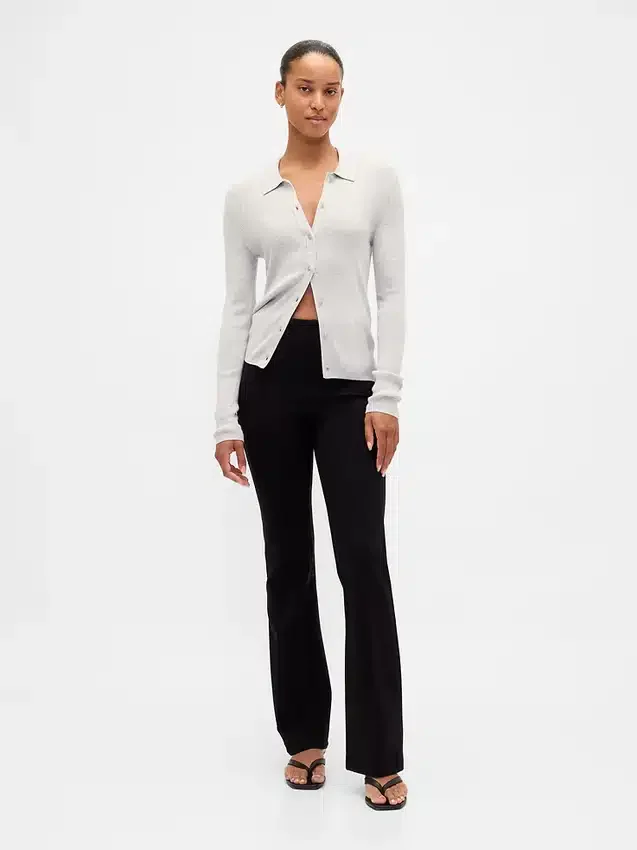 Pantalones de talle alto de punto doble tipo botín