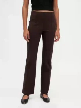 Pantalones de talle alto de punto doble tipo botín