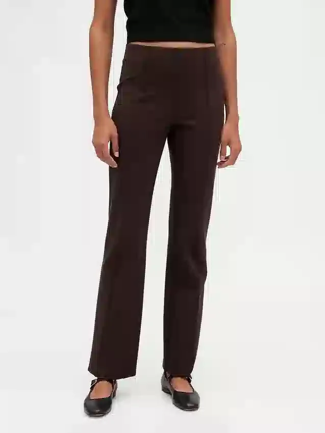 Pantalones de talle alto de punto doble tipo botín