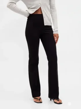 Pantalones de talle alto de punto doble tipo botín
