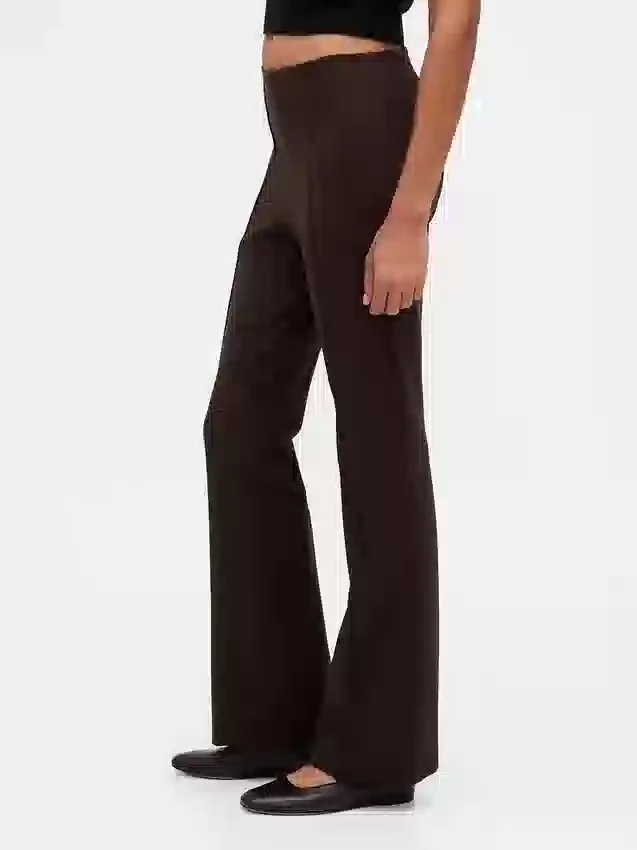 Pantalones de talle alto de punto doble tipo botín