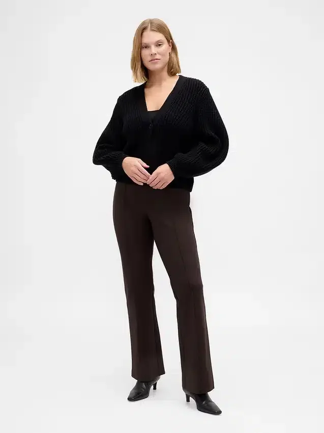 Pantalones de talle alto de punto doble tipo botín