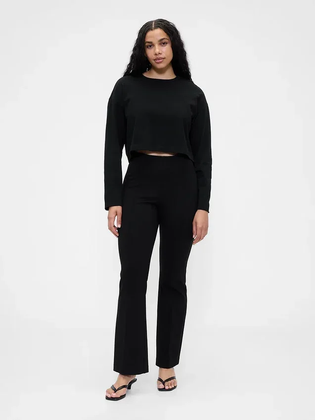 Pantalones de talle alto de punto doble tipo botín